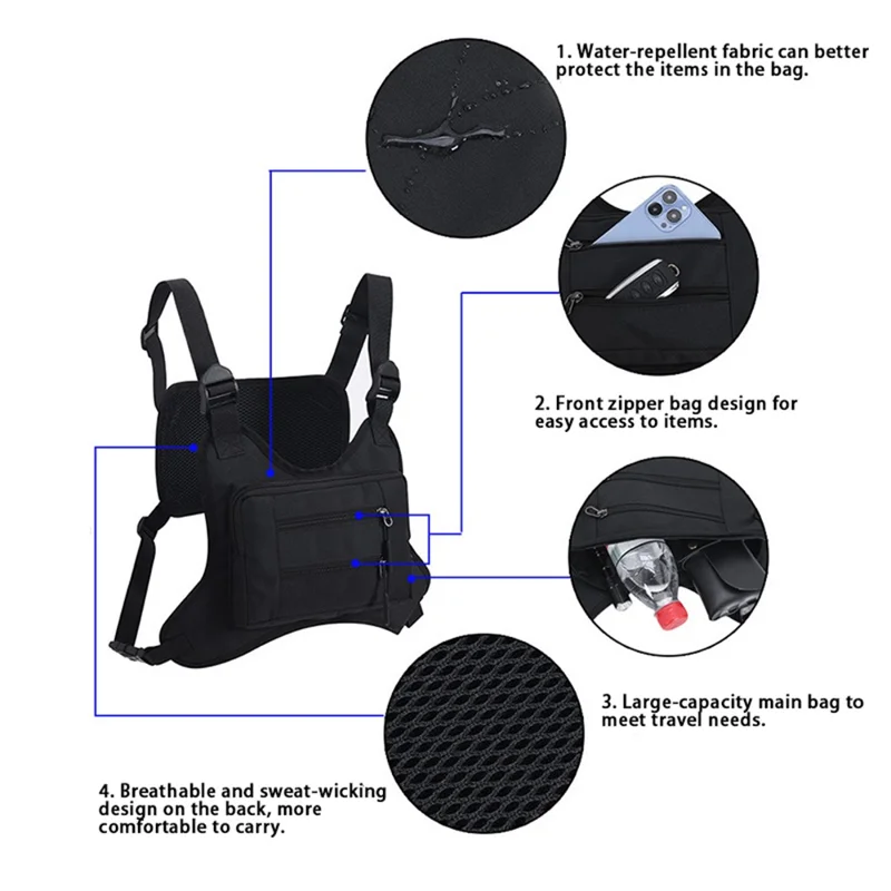 Outdoor Men Tactical Vest Bag Waterproof Polyester Multi-pockets Chest Bag - Digital Camouflage