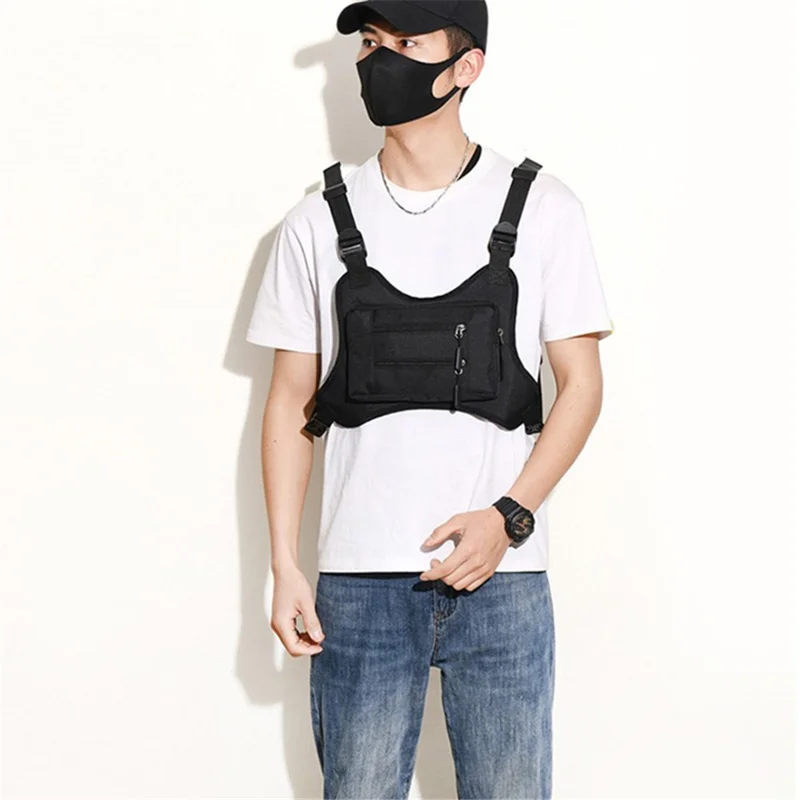 Outdoor Men Tactical Vest Bag Waterproof Polyester Multi-pockets Chest Bag - Khaki