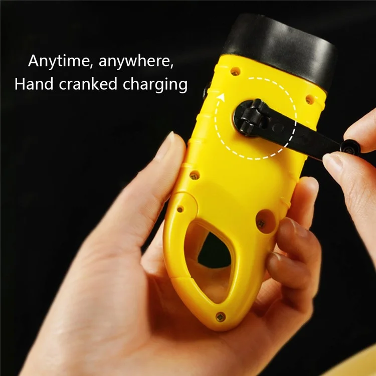 AOTU Outdoor Emergency Solar Power Hand Crank Flashlight LED Hand Crank Power Lights - Black
