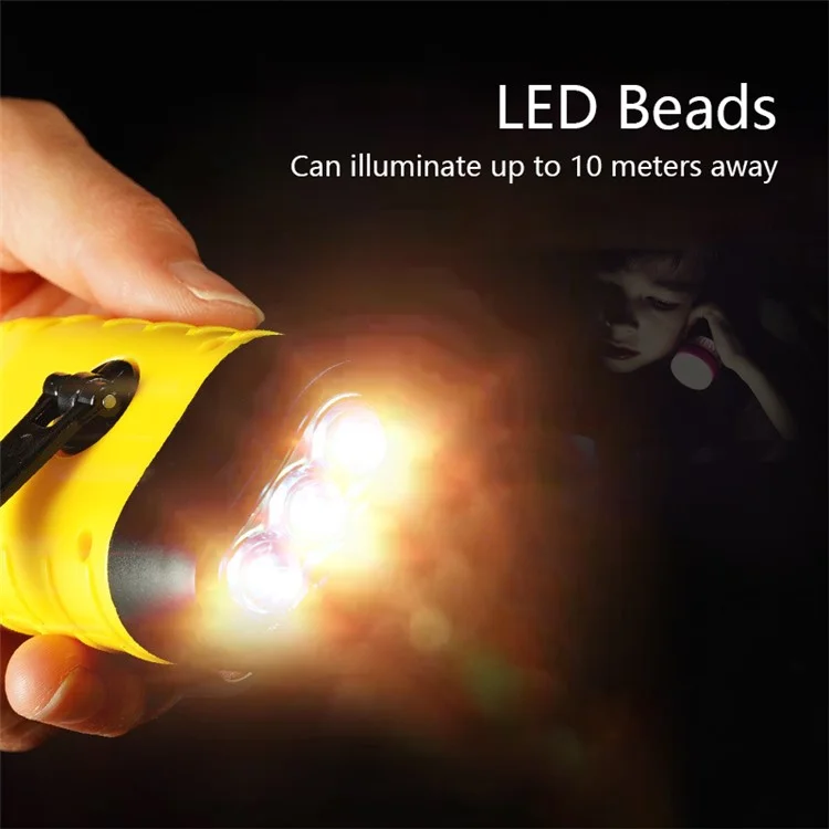 AOTU Outdoor Emergency Solar Power Hand Crank Flashlight LED Hand Crank Power Lights - Black