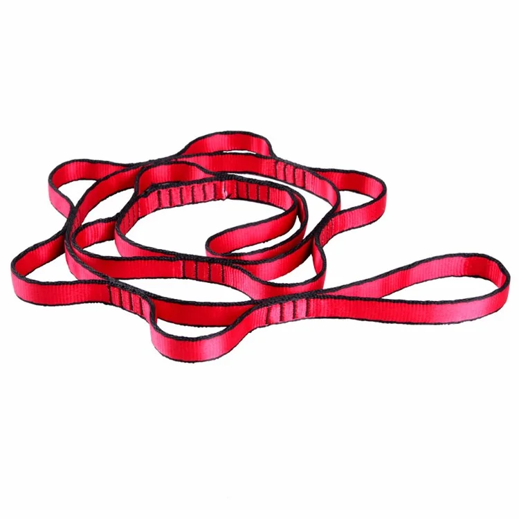 2m Aerial Yoga Hammock Daisy Chains Strap Strong 15KN Climbing Strap Polyester Yarn Chain Sling - Red