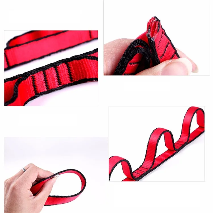 2m Aerial Yoga Hammock Daisy Chains Strap Strong 15KN Climbing Strap Polyester Yarn Chain Sling - Red