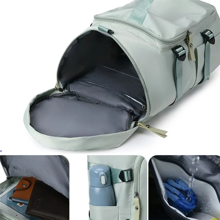 COOMIKKE Large Capacity Oxford Cloth Fitness Backpack Tote Crossbody Bag Unisex Travel Luggage Bag - Light Purple