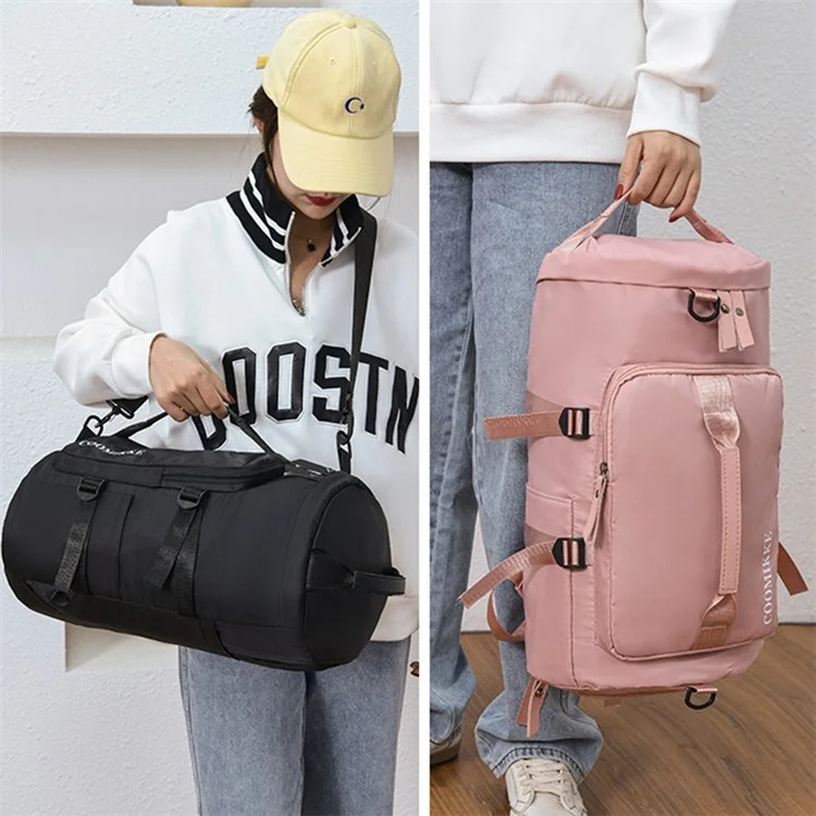 COOMIKKE Large Capacity Oxford Cloth Fitness Backpack Tote Crossbody Bag Unisex Travel Luggage Bag - Light Purple