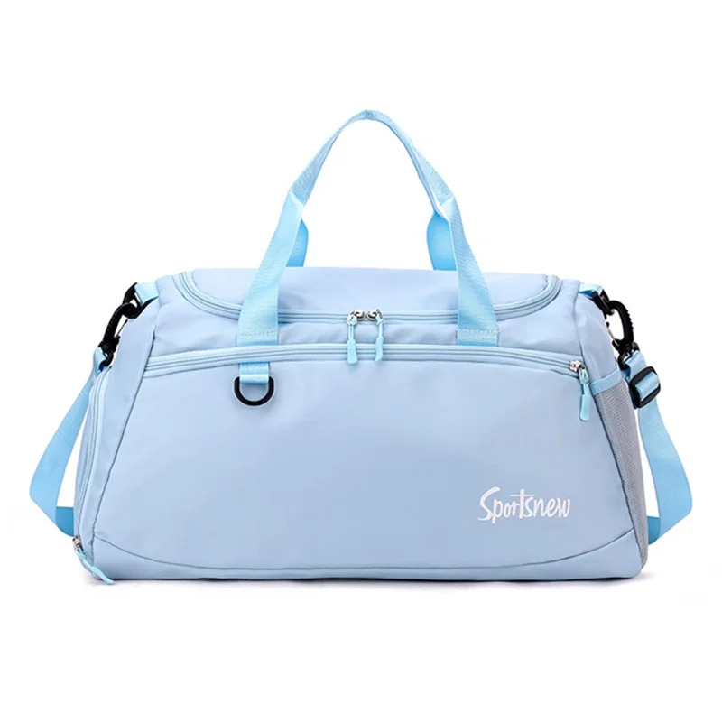 Oxford Cloth Unisex Waterproof Fitness Tote Crossbody Bag Large Capacity Travel Luggage Bag - Baby Blue