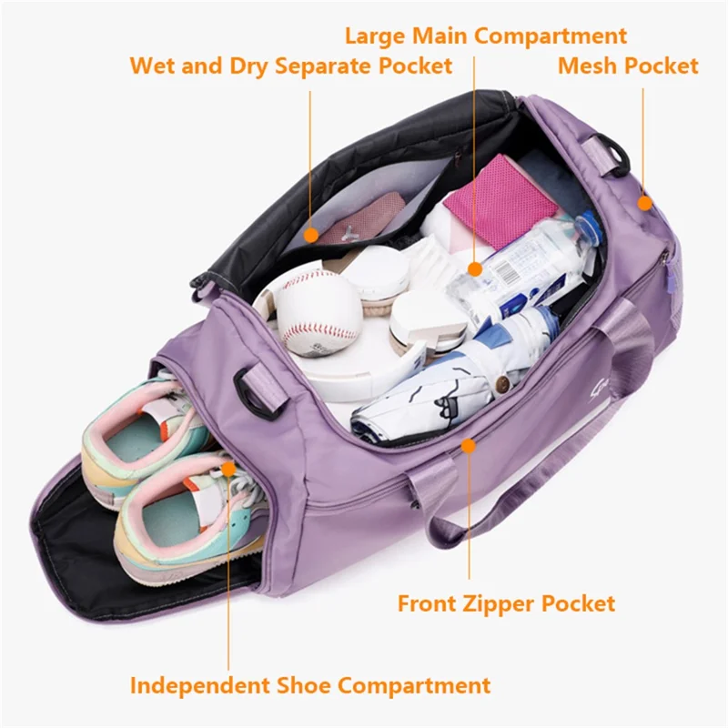 Oxford Cloth Unisex Waterproof Fitness Tote Crossbody Bag Large Capacity Travel Luggage Bag - Baby Blue