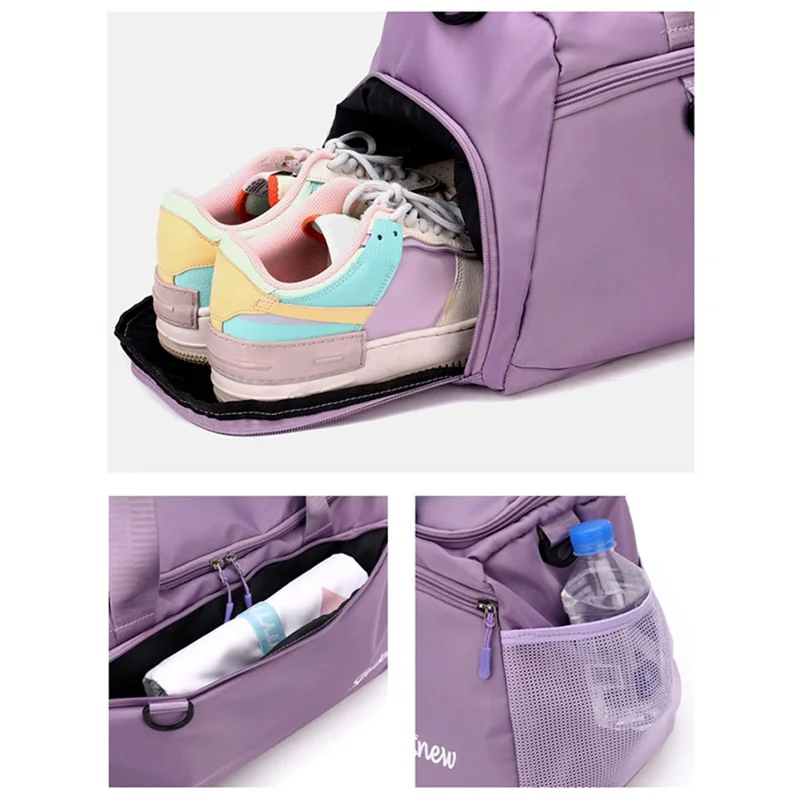 Oxford Cloth Unisex Waterproof Fitness Tote Crossbody Bag Large Capacity Travel Luggage Bag - Baby Blue