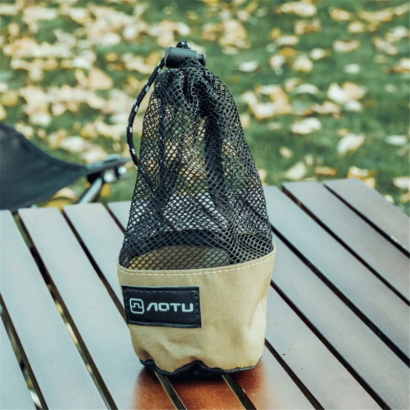 Sac de rangement pour tasse de plein air AOTU, sac en toile Oxford imperméable avec cordon de serrage, porte-bouteille en maille avec boucle