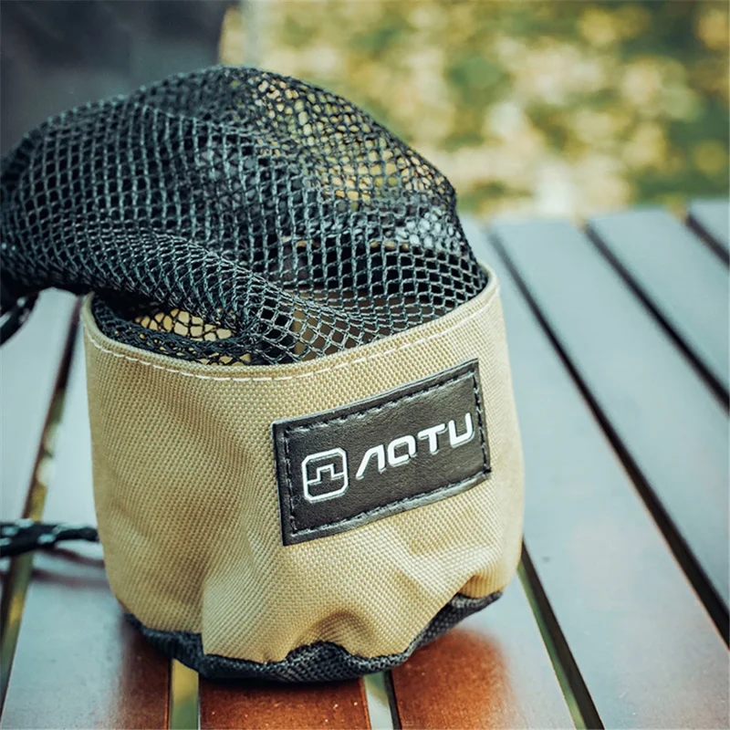 Sac de rangement pour tasse de plein air AOTU, sac en toile Oxford imperméable avec cordon de serrage, porte-bouteille en maille avec boucle