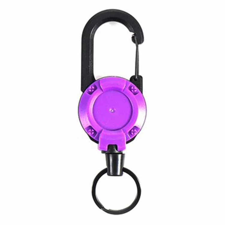 HS-6890 Automatic Retractable Wire Rope Anti-Theft Tactical Keychain Buckle - Purple