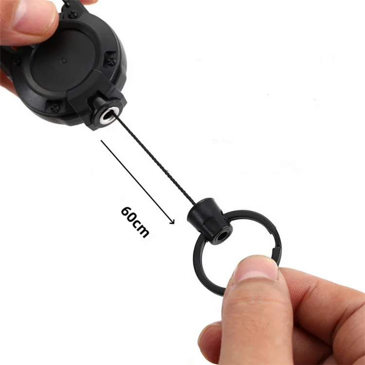 HS-6890 Automatic Retractable Wire Rope Anti-Theft Tactical Keychain Buckle - Purple