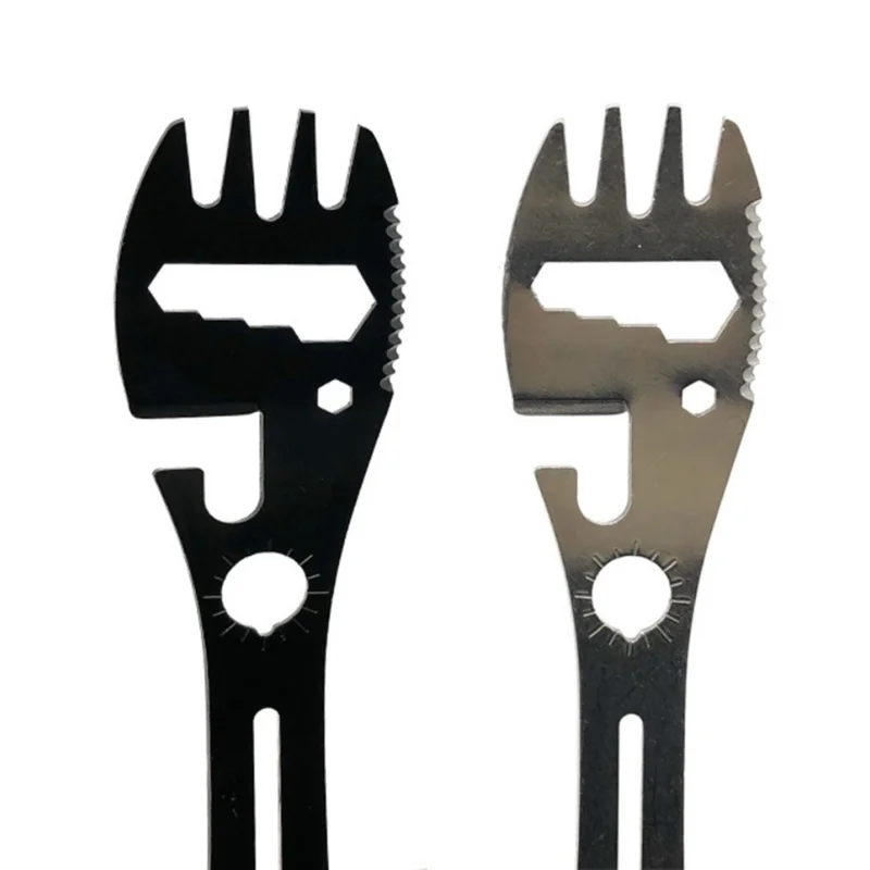 Stainless Steel Camping Spoon Fork Knife Wine Bottle Opener (BPA-Free, No FDA Certified) - Silver
