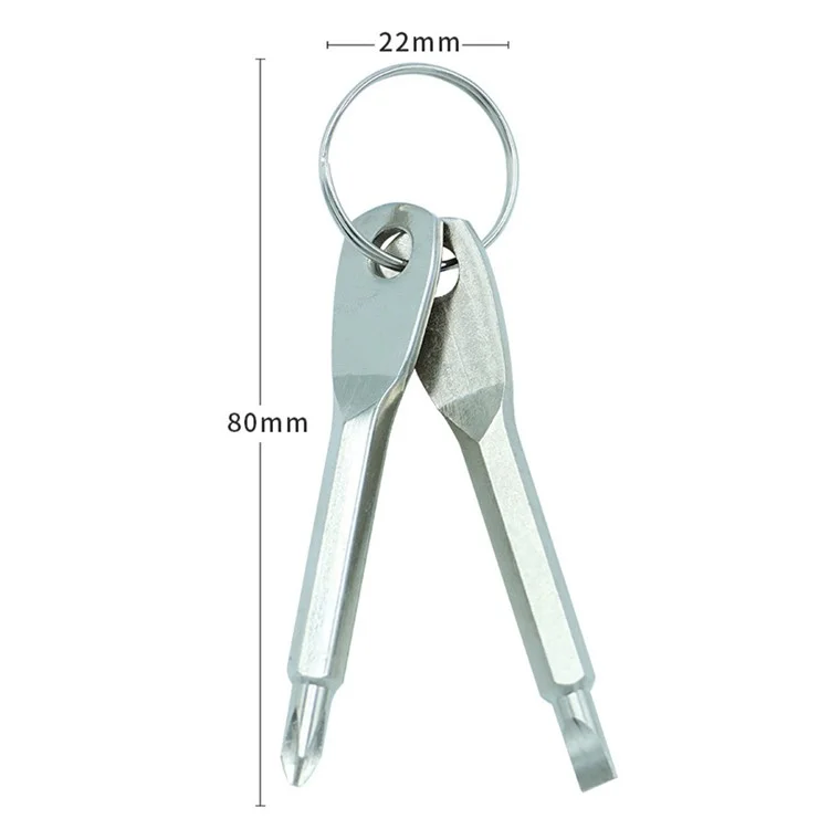 2-in-1 Outdoor Emergency Portable EDC Screwdriver Pocket Tool with Key Ring - Silver