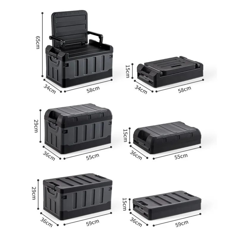 K6301-L.C 60L Outdoor Camping Storage Box Folding Seat Car Trunk Organizer - Yellow+Grey