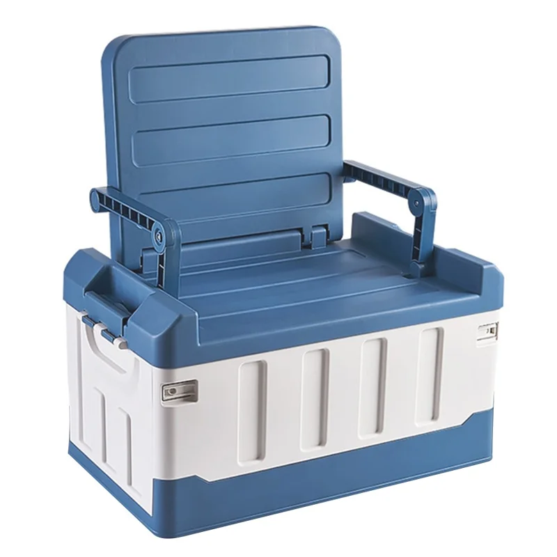 K6301-L.C 60L Outdoor Camping Aufbewahrungsbox Klappsitz Auto Kofferraum Organizer - Himmelblau