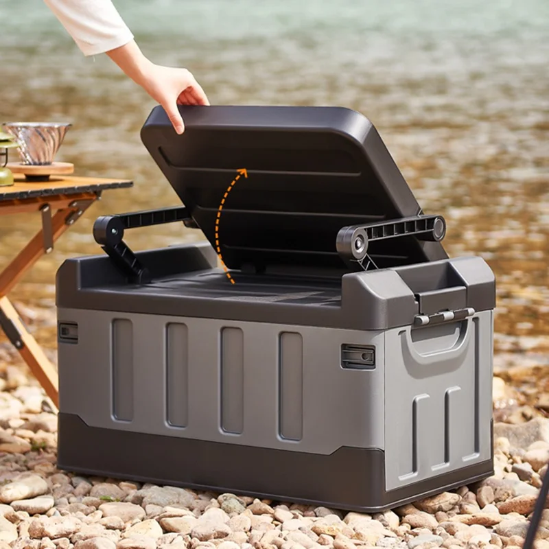 K6301-L.C 60L Outdoor Camping Aufbewahrungsbox Klappsitz Auto Kofferraum Organizer - Himmelblau