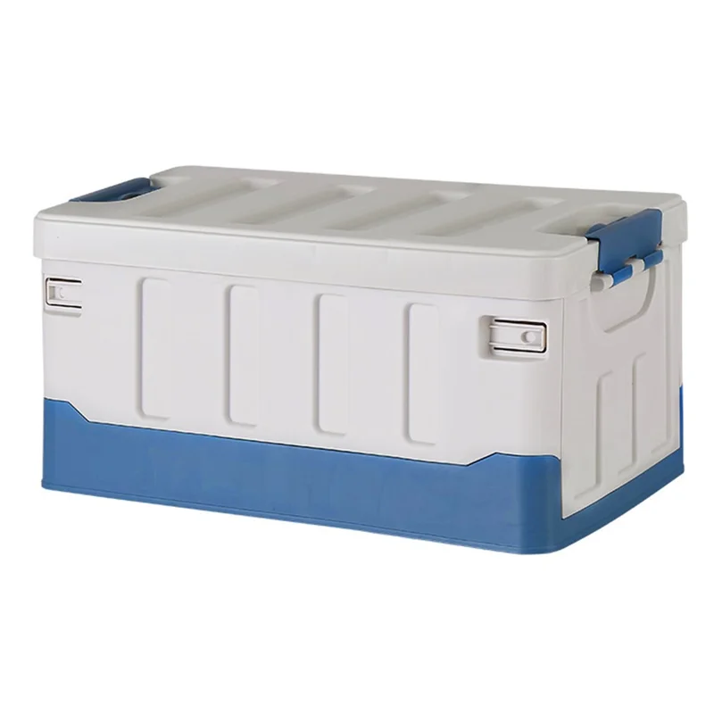 K6301-L 60L Folding Storage Box Outdoor Camping Car Trunk Organizer, Size L - Blue+White