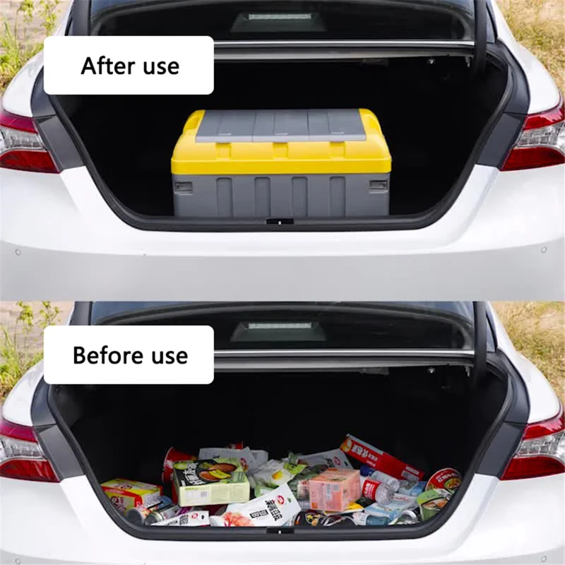 K6301-L 60L Folding Storage Box Outdoor Camping Car Trunk Organizer, Size L - Blue+White