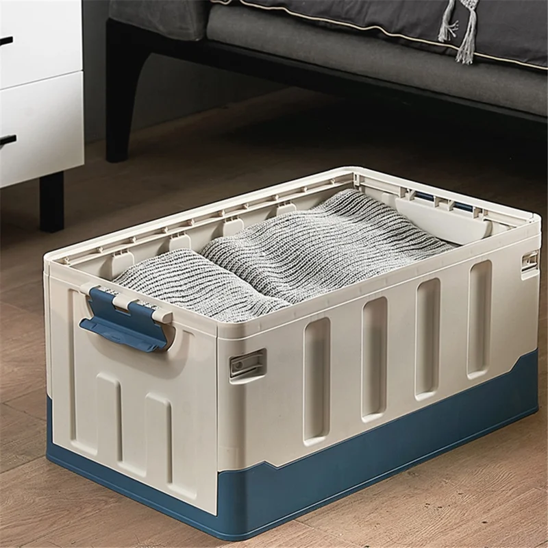 K6301-L 60L Folding Storage Box Outdoor Camping Car Trunk Organizer, Size L - Blue+White