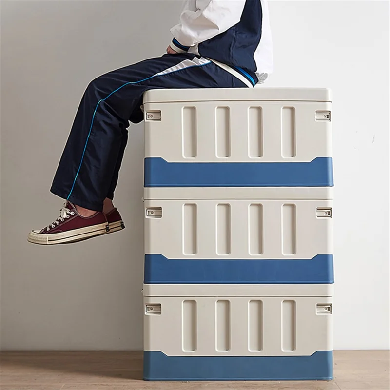 K6301-L 60L Folding Storage Box Outdoor Camping Car Trunk Organizer, Size L - Blue+White