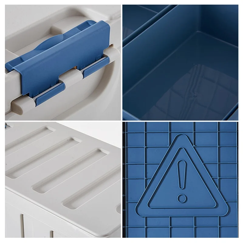 K6301-L 60L Folding Storage Box Outdoor Camping Car Trunk Organizer, Size L - Blue+White