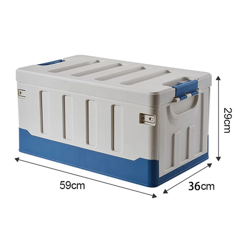 K6301-L 60L Folding Storage Box Outdoor Camping Car Trunk Organizer, Size L - Blue+White