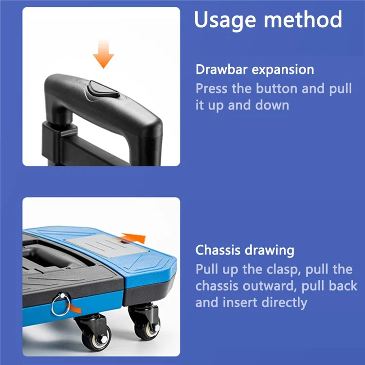 K6703 Télescopique Rod Six-roue Folding Trolley Luggage Cargo Push Chariot, Taille L