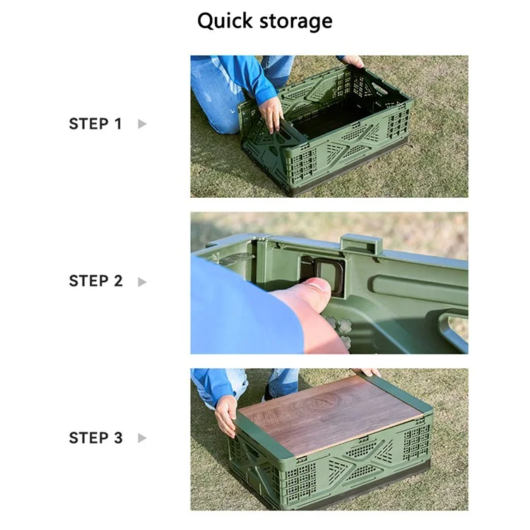 K4001 50L Outdoor Camping Klappkorb Mit Deckel Obst -aufbewahrungsbox (keine FDA) - Armeegrün