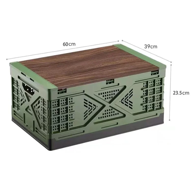 K4001 50L Outdoor Camping Pieghevole Cestino con Coperchio Scatola di Conservazione della Frutta (Nessuna FDA) - Verde Esercito