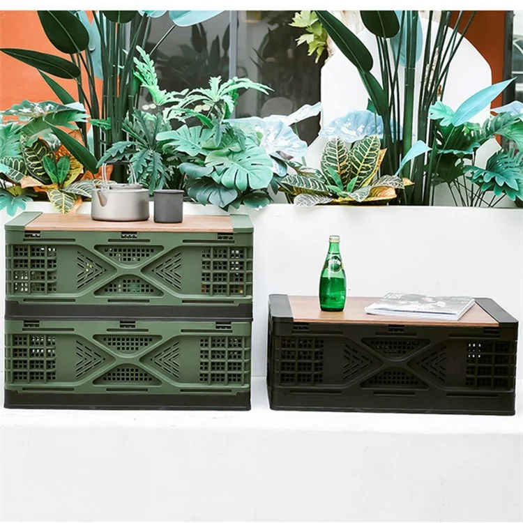K4001 50L Outdoor Camping Pieghevole Cestino con Coperchio Scatola di Conservazione della Frutta (Nessuna FDA) - Verde Esercito