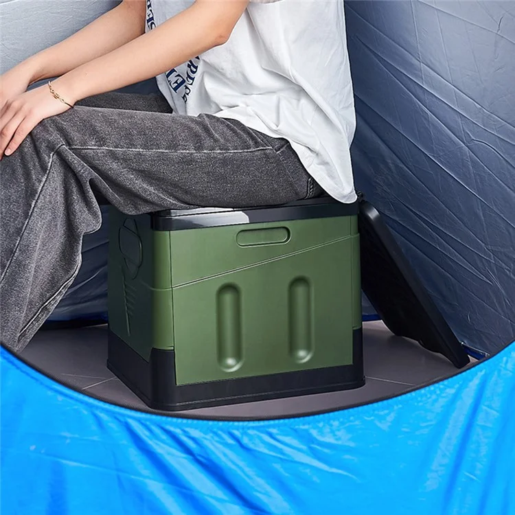 K6203-T PP Toilette Pliante Portable Camping Car Toilettes Réutilisables Toilet D'urgence - Armée Verte