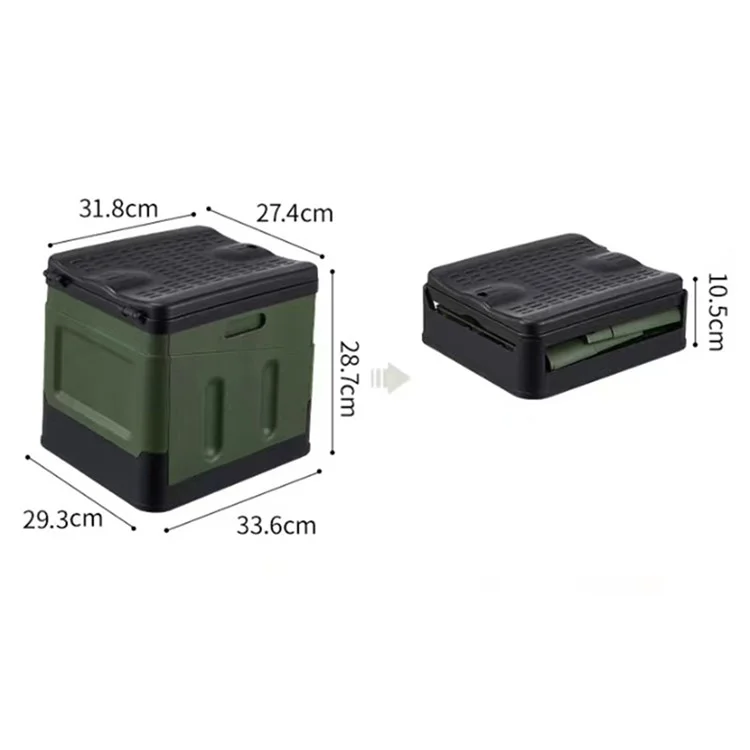 K6203-T PP Inodoro plegable Inodoro portátil de camping para automóvil Inodoro de emergencia reutilizable - Verde del ejército 