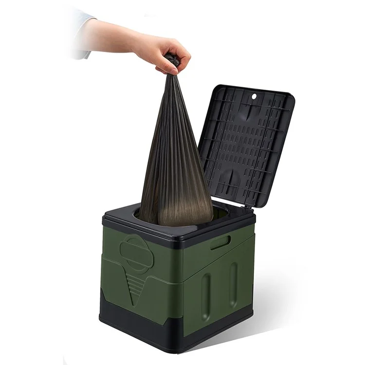 K6203-T PP Pieghevole Toilette Portatile per Campeggio Auto Toilette Riutilizzabile Emergenza Toilette - Nero