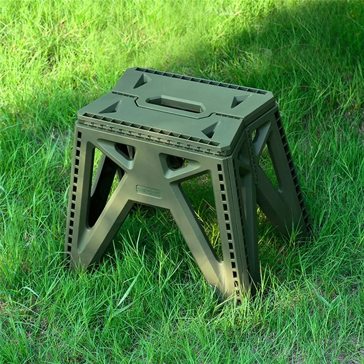 6901-L Outdoor Camping Portable PP Folding Stool with Carry Handle, Size L - Army Green