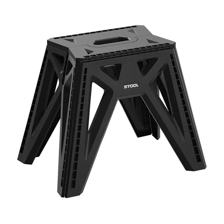 6901-L Outdoor Camping Portable PP Folding Stool with Carry Handle, Size L - Black