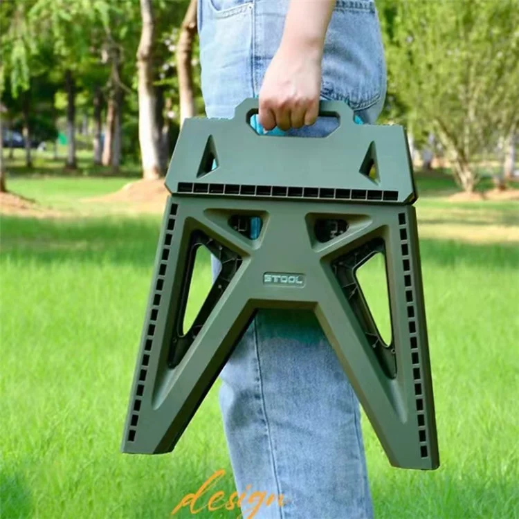 6901-S Portable PP Folding Stool Home Outdoor Camping Fishing Stool, Size S - Army Green