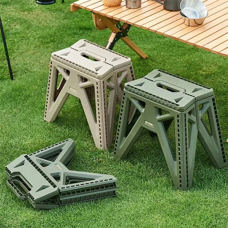 6901-S Portable PP Folding Stool Home Outdoor Camping Fishing Stool, Size S - Army Green