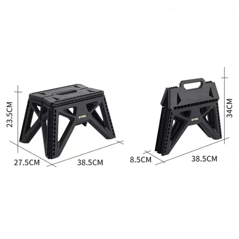 6901-S Portable PP Folding Stool Home Outdoor Camping Fishing Stool, Size S - Black
