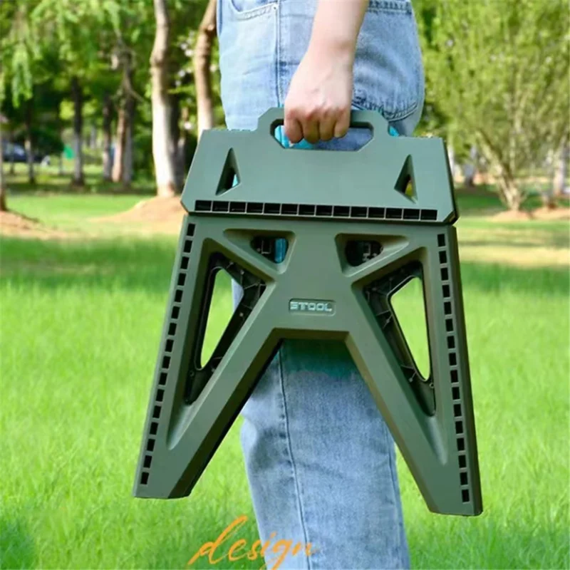 6901-S Portable PP Folding Stool Home Outdoor Camping Fishing Stool, Size S - Khaki