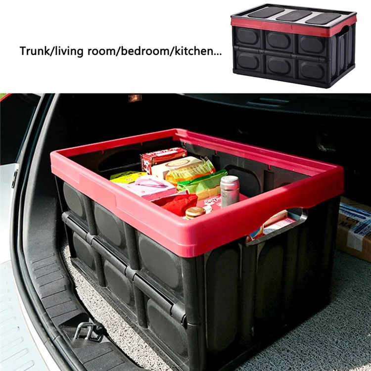 K6101-M 30L SUV Trunk PP Storage Case Folding Car Organizer Box - Preto