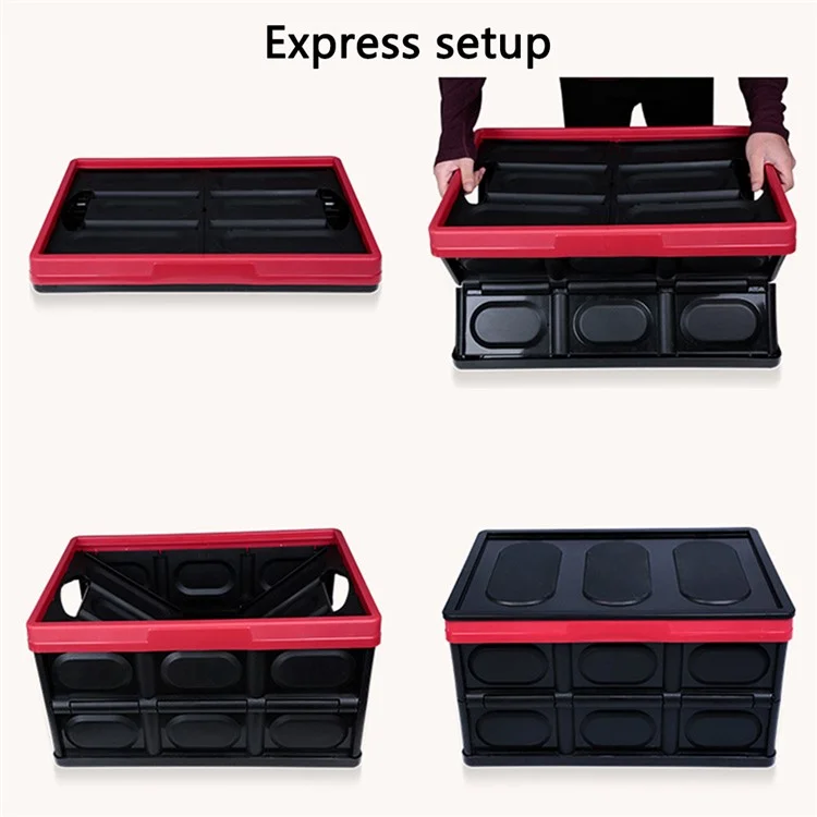 K6101-M 30L SUV Trunk PP Storage Case Folding Car Organizer Box - Preto