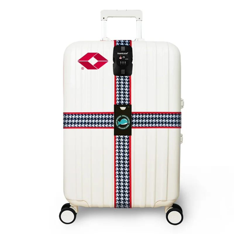TSA-001 Suitcase Fixed Belt with TSA Password Lock Luggage Packing Strap - Houndstooth