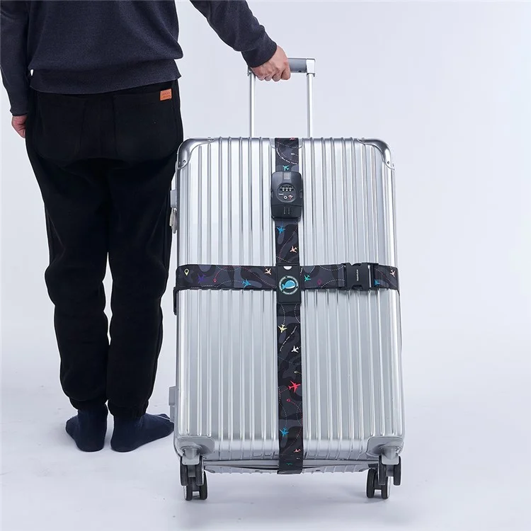 TSA-001 Suitcase Fixed Belt with TSA Password Lock Luggage Packing Strap - Purple Stars