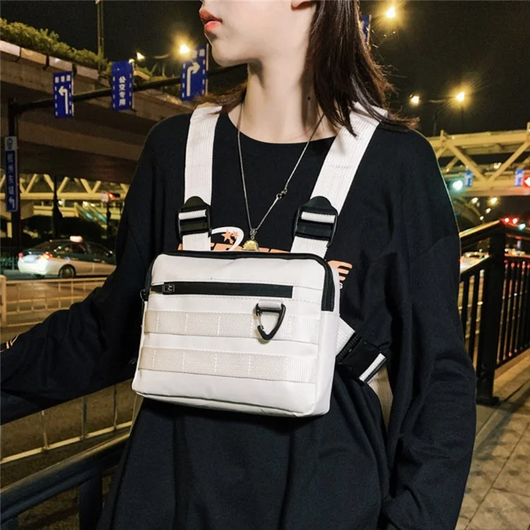 YA0274 Men Outdoor Tactical Vest Waterproof Oxford Cloth Military Chest Bag - White