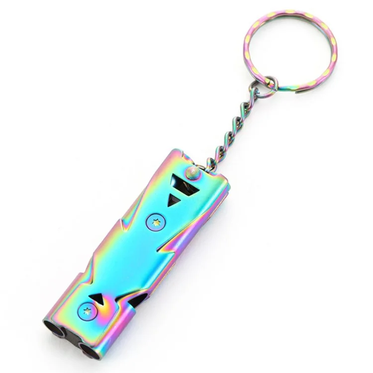 Stainless Steel Loud Emergency Survival Whistle for Camping Hiking Sports Dog Training - Multi-color