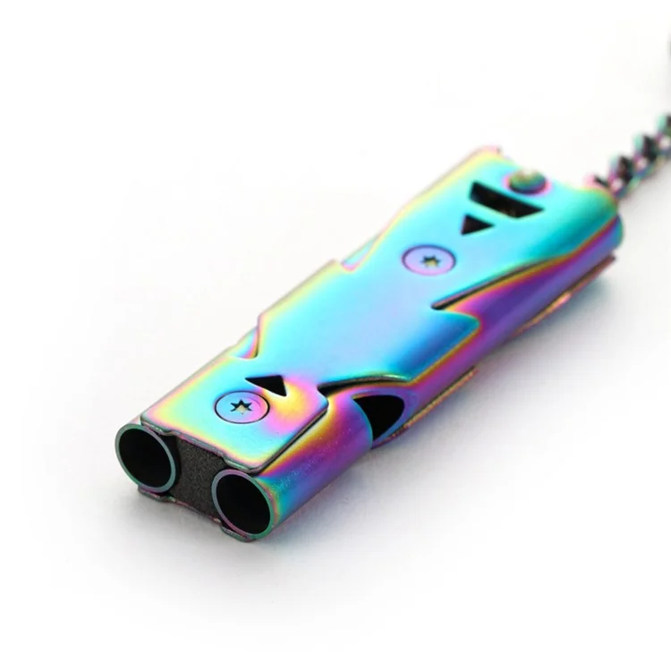 Stainless Steel Loud Emergency Survival Whistle for Camping Hiking Sports Dog Training - Multi-color