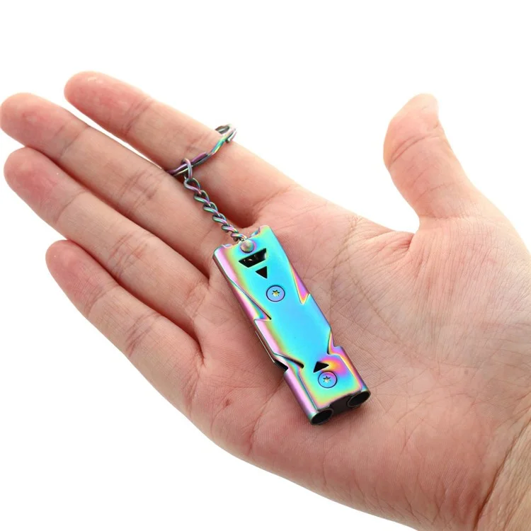 Stainless Steel Loud Emergency Survival Whistle for Camping Hiking Sports Dog Training - Multi-color