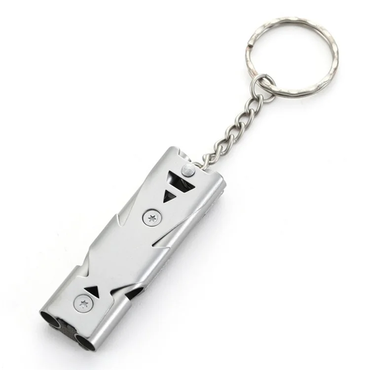 Silbato de Emergencia Resistente al Agua de Acero Inoxidable para Camping, Senderismo, Deportes, Entrenamiento de Perros - Plata