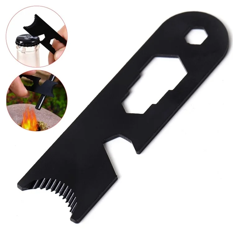 Outdoor Edelstahl Campingfeuer-Starter Flint Scraper Fire Rod Striker Flaschenöffner Werkzeug