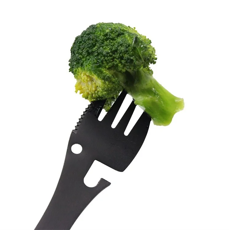 DY6989 Spork Stainless Steel Spoon Fork Knife Bottle Can Opener (BPA-Free, No FDA) - Silver
